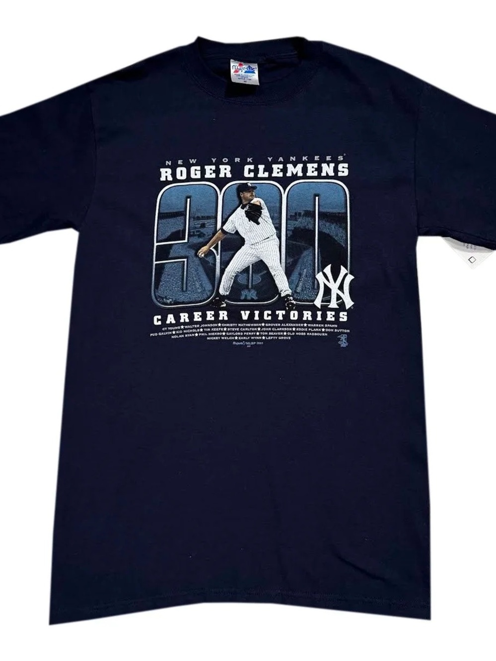 Vintage Majestic New York Yankees Roger Clemens 300 Career Victories T Shirt M